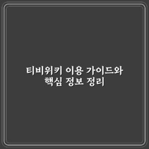 티비위키 이용 가이드와 핵심 정보 정리