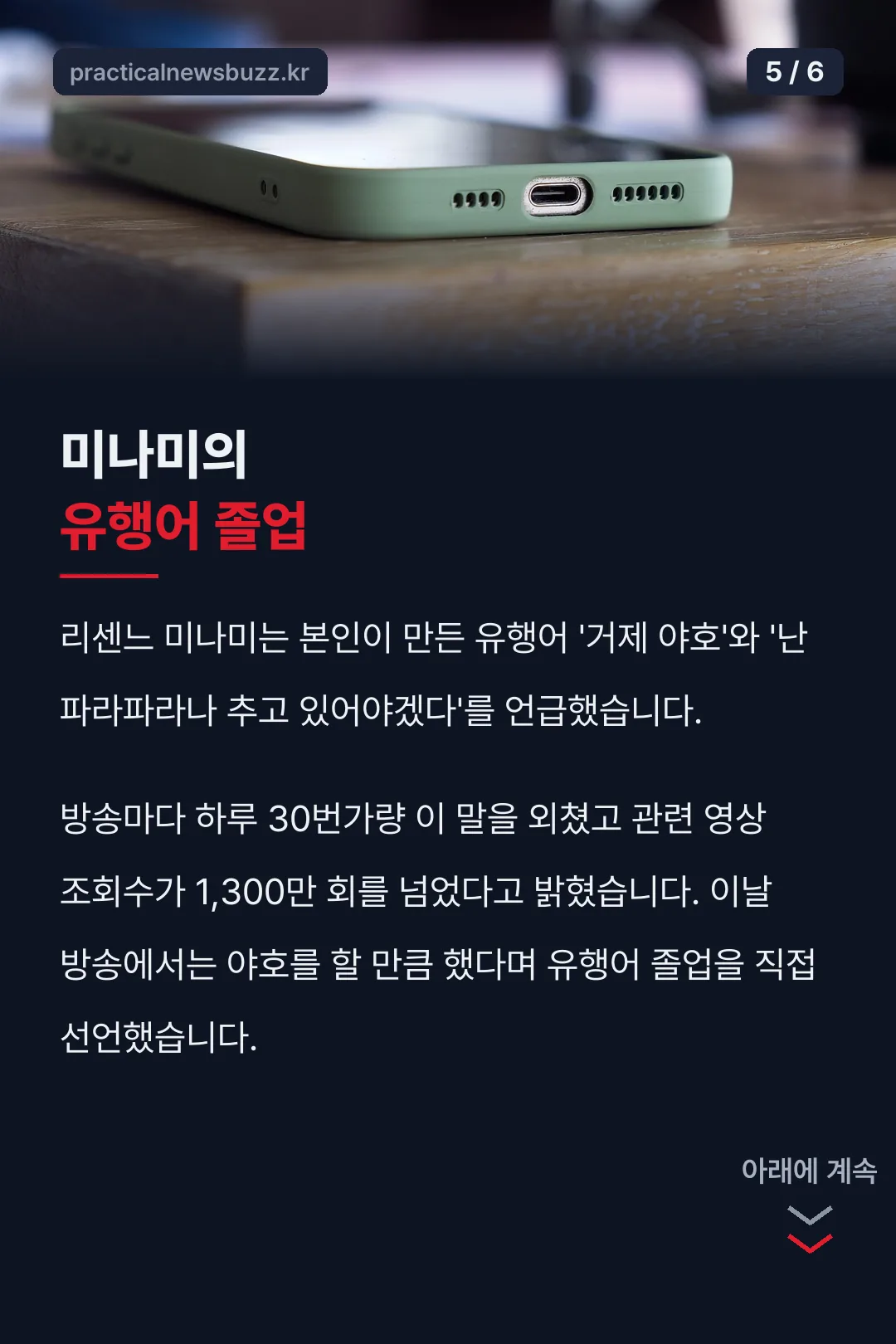 미나미 유행어 졸업 선언