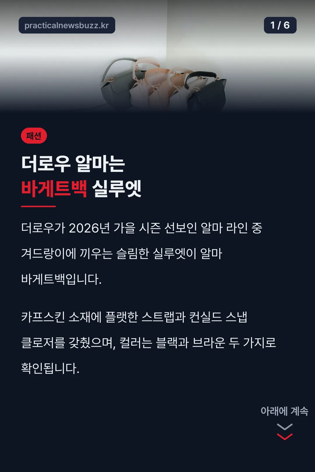 더로우 알마는 바게트백 실루엣