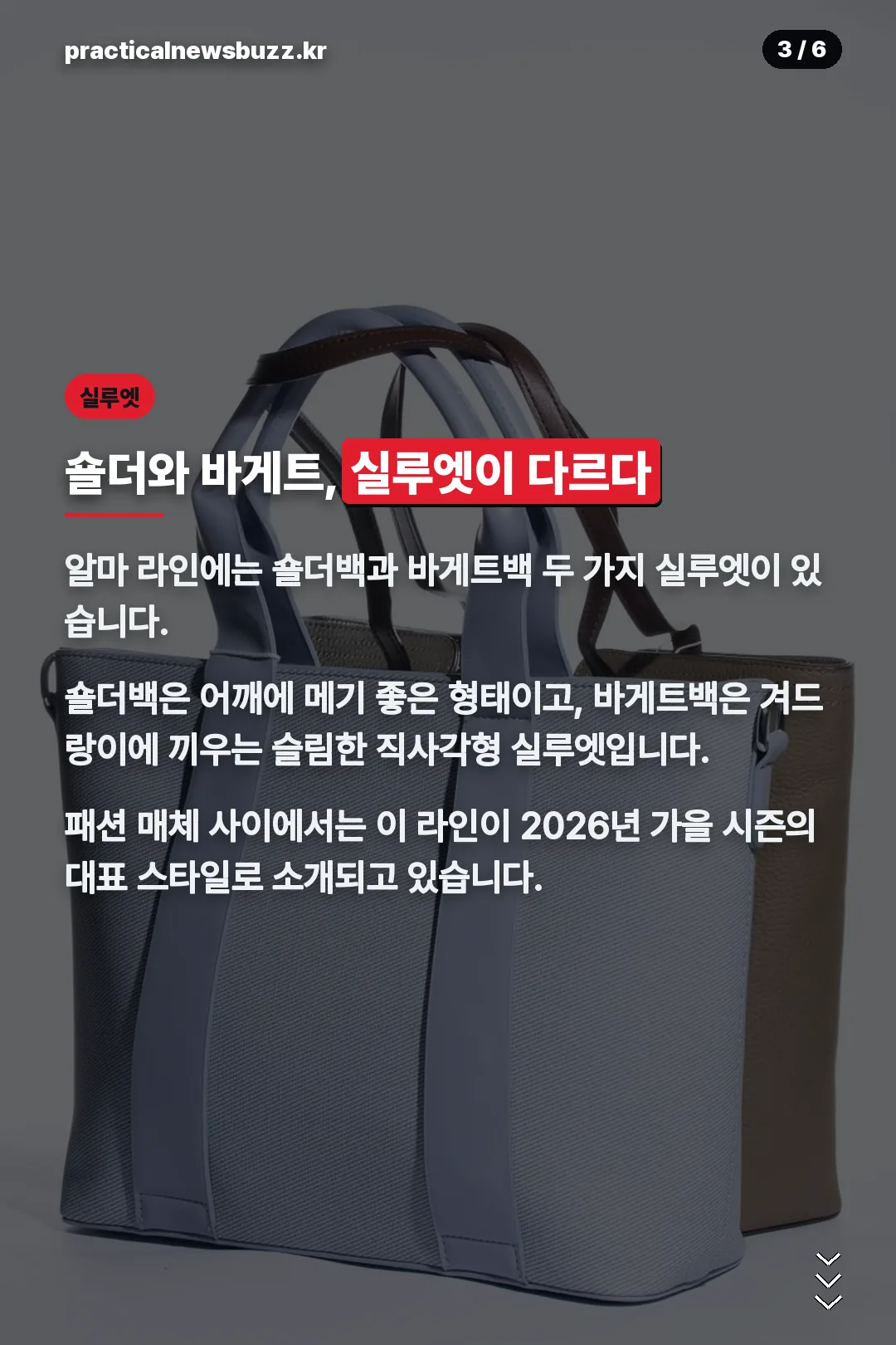 숄더백과 바게트백 실루엣 비교