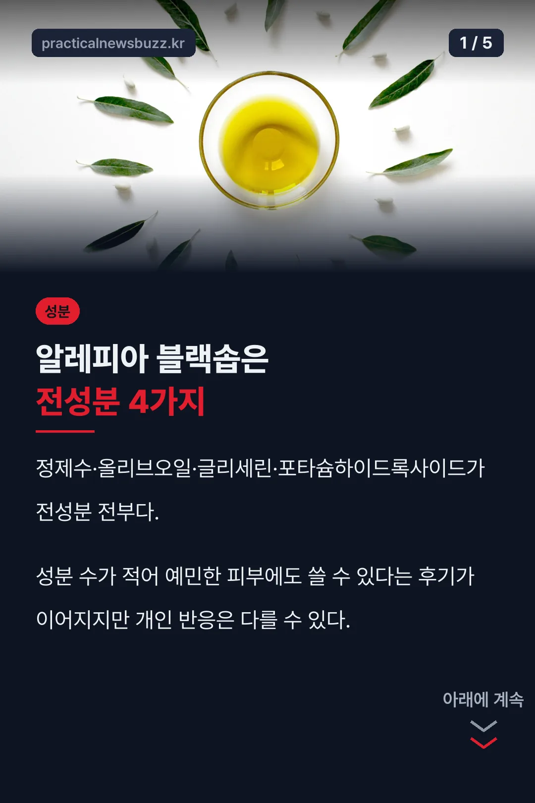 알레피아 블랙솝 성분 결론